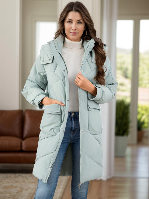 'Brynn' Hooded Long Sleeve Winter Coat - Celes Fashion